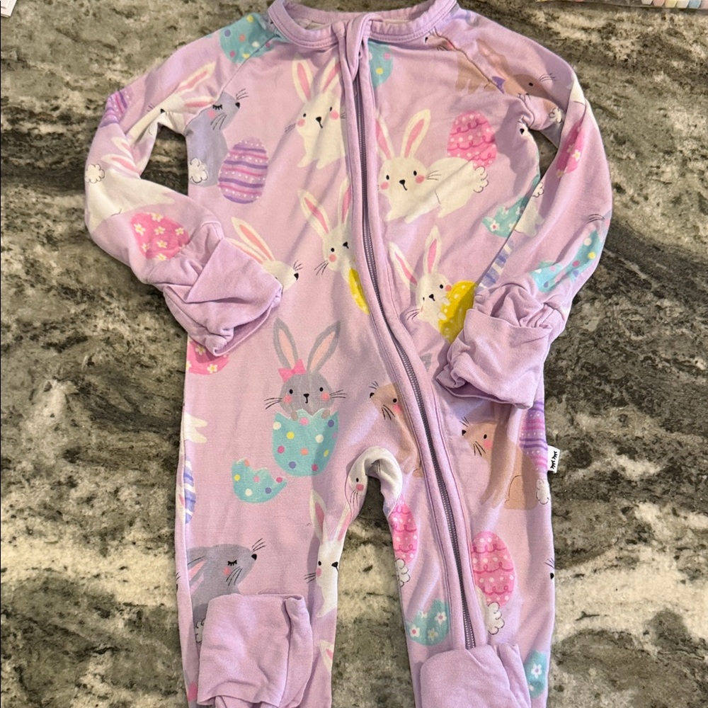 Little Sleepies Pastel Bunny Print Kids Footie